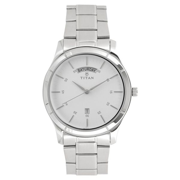 Titan Workwear White Dial Analog with Day and Date Stainless Steel Strap watch for Men - image number 0