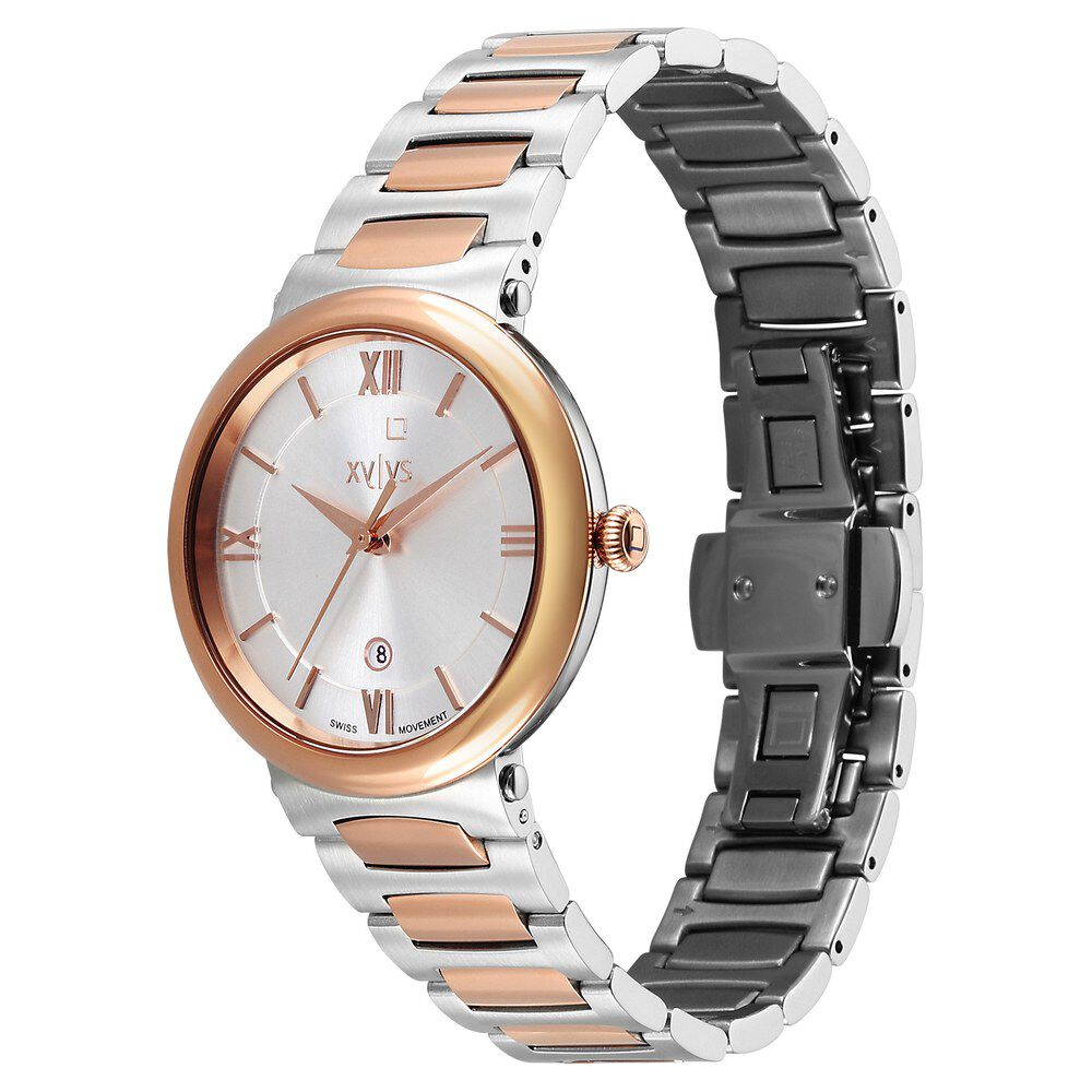 Buy Online Xylys Quartz Analog with Date Silver Dial Two Toned