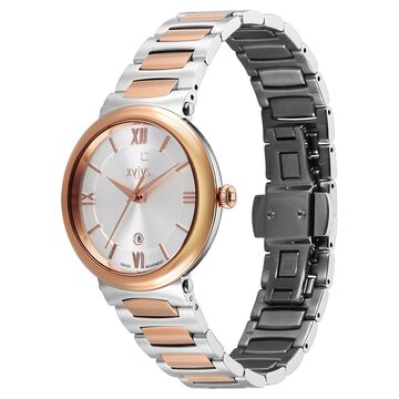 Xylys Quartz Analog with Date Silver Dial Two Toned Stainless Steel Strap Watch For Women