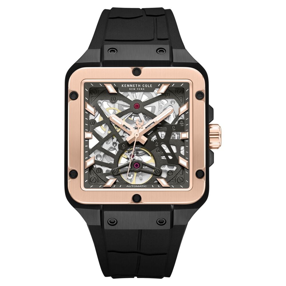 Kenneth Cole Automatic With Self Winding Automatic With Self Winding Grey Dial Silicone Strap Watch For Men-image-8