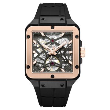 Kenneth Cole Automatic With Self Winding Automatic With Self Winding Grey Dial Silicone Strap Watch For Men