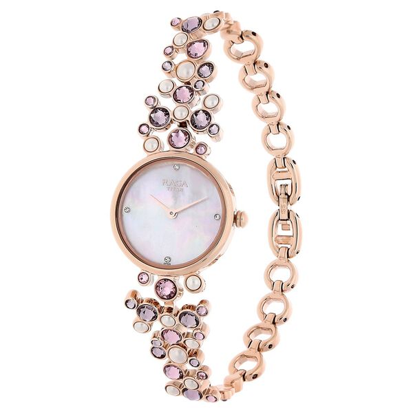 Titan Raga Moonlight Mother of Pearl Dial Women Watch With Metal Strap - image number 1