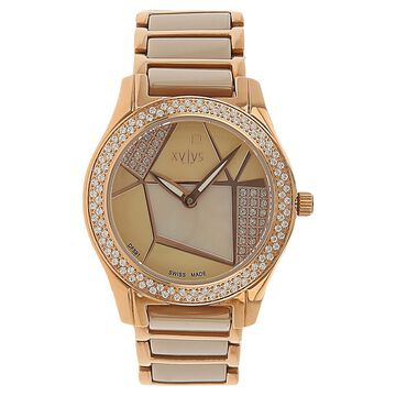 Xylys Shimmer Swiss Analog Steel & Ceramic Mother of Pearl White Dial Watch for Women