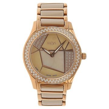 Xylys Quartz Analog Mother of Pearl Dial Stainless Steel & Ceramic Strap Watch for Women
