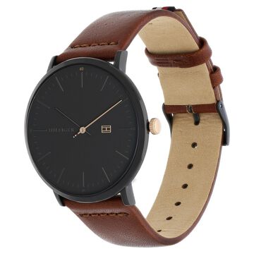 Tommy Hilfiger Quartz Analog Black Dial Leather Strap Watch for Men