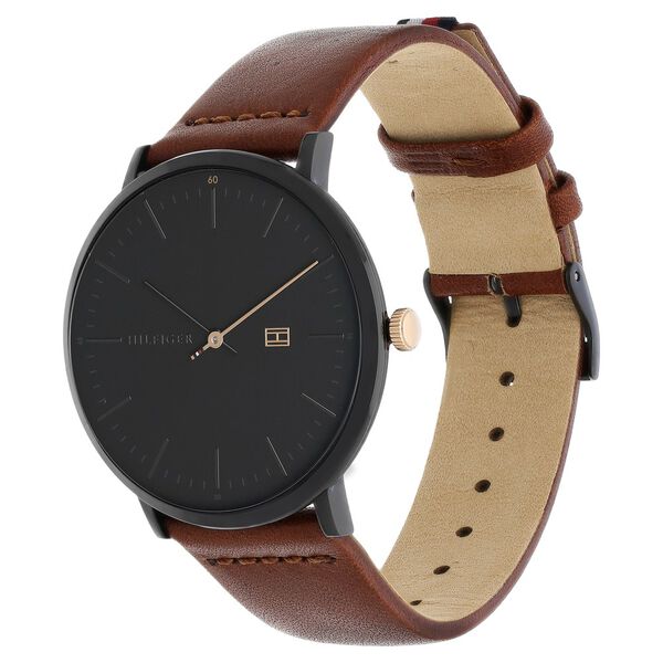 Tommy Hilfiger Quartz Analog Black Dial Leather Strap Watch for Men - image number 2