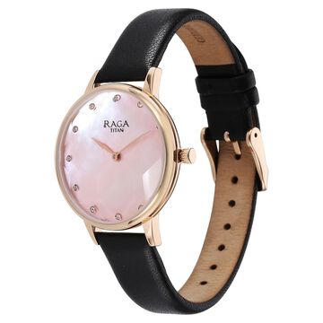 Titan Raga Showstopper Quartz Analog Mother Of Pearl Dial Leather Strap Watch for Women