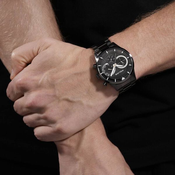 Police Quartz Multifunction Black Dial Grey Stainless Steel Strap Watch for Men - image number 4