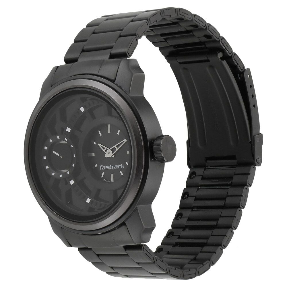 Buy Online Fastrack Quartz Analog Black Dial Stainless Steel Strap