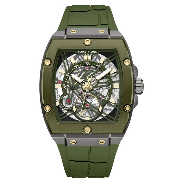 Kenneth Cole Automatic Green Dial Green Colour Silicone Strap Watch For Men - image number 0