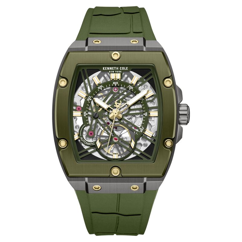 Kenneth Cole Automatic Green Dial Green Colour Silicone Strap Watch For Men