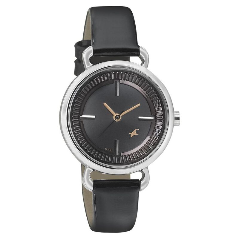 Fastrack Quartz Analog Black Dial Leather Strap Watch for Girls