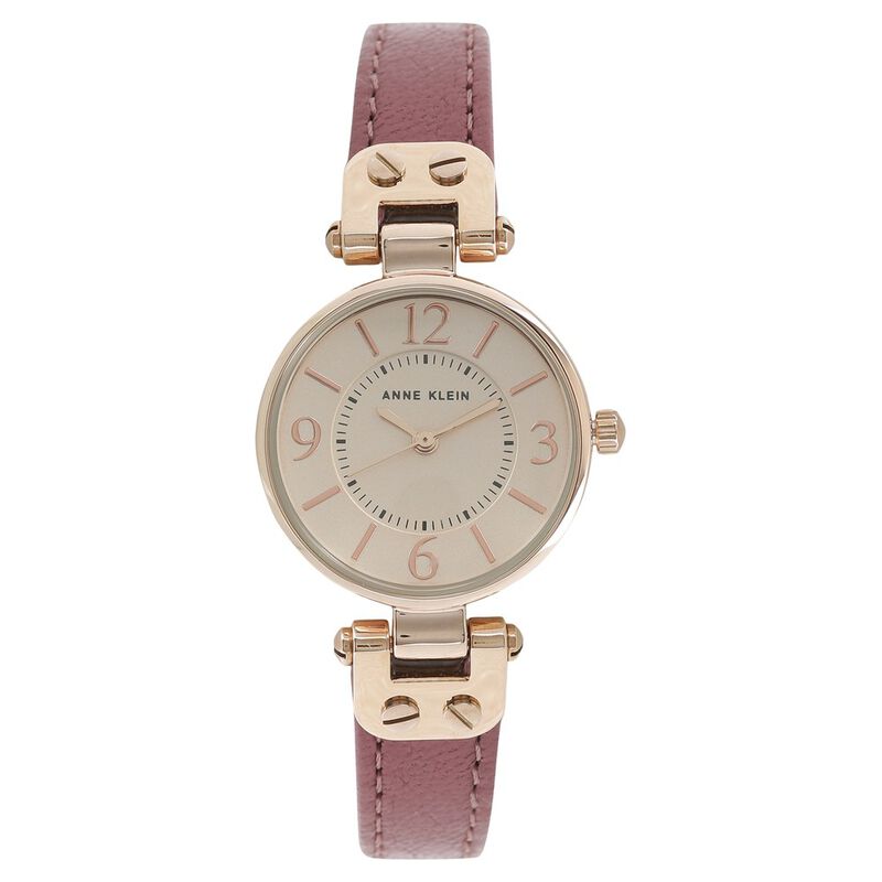 Anne Klein Quartz Analog Rose Gold Dial Leather Strap Watch for Women