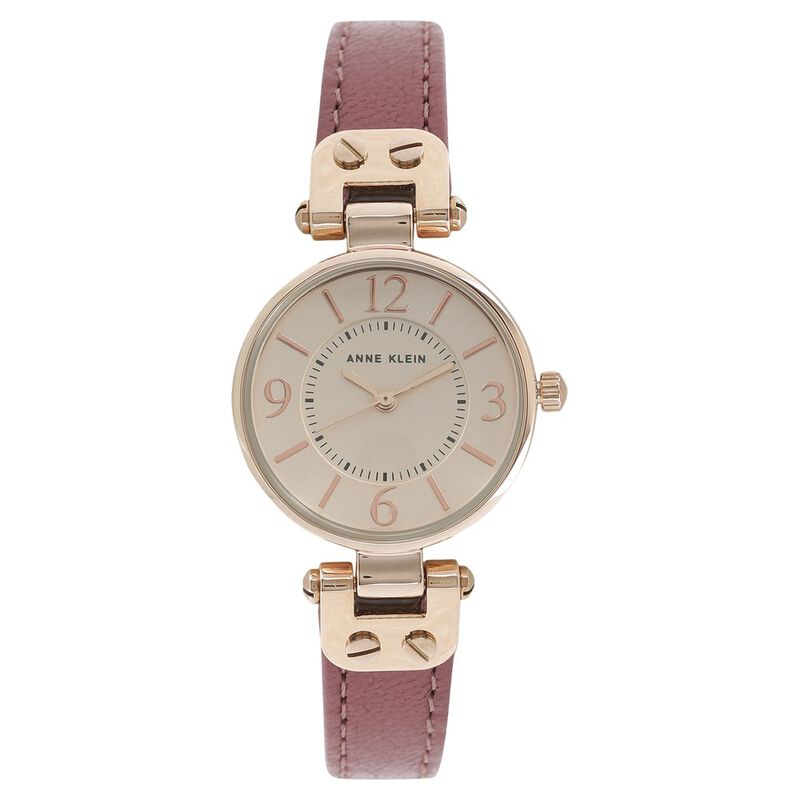 Anne Klein Quartz Analog Rose Gold Dial Leather Strap Watch for Women - image number 0
