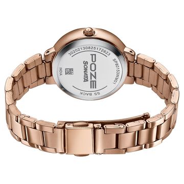 Poze By Sonata Quartz Analog Pink Dial Rose Gold Metal Strap Watch For Women