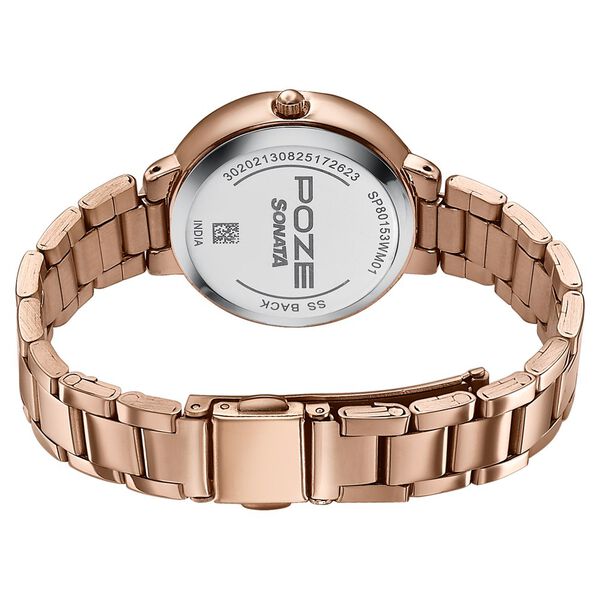 Poze By Sonata Quartz Analog Pink Dial Rose Gold Metal Strap Watch For Women - image number 6