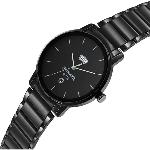 Sleek Black Dial Analog with Day and Date Watch for Men - image number 2