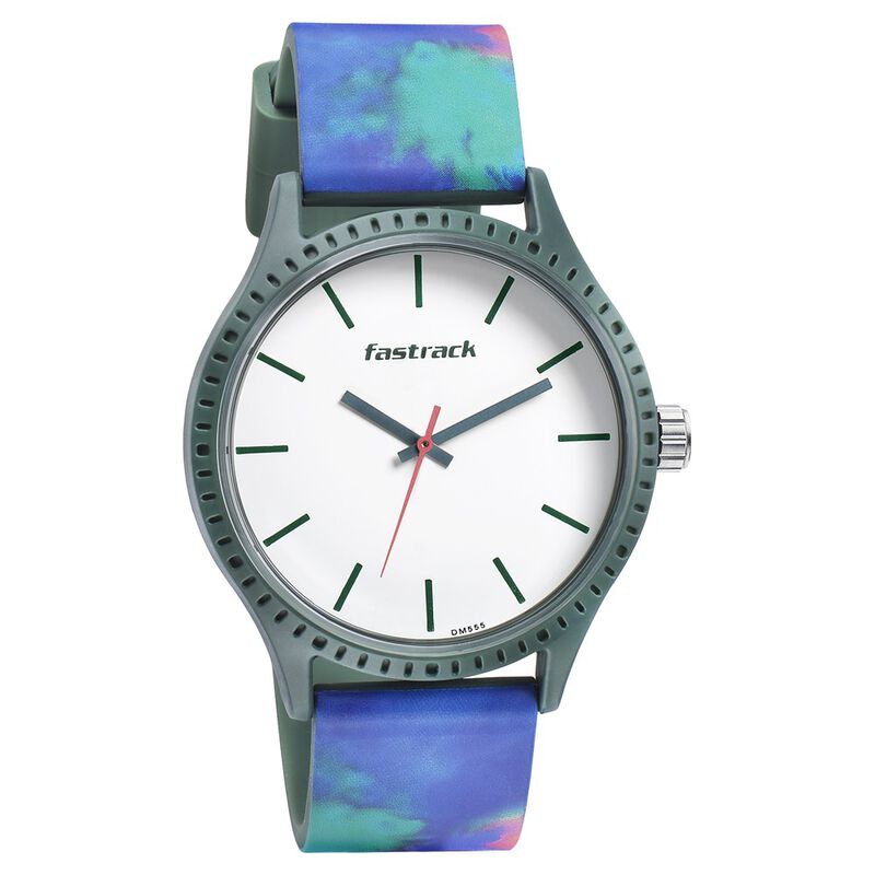 Fastrack Tie & Dye Quartz Analog White Dial Silicone Strap Watch for Guys - image number 0