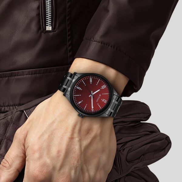 Titan Wrist Wit Quartz Analog Brown Dial Stainless Steel Strap Watch for Men - image number 8