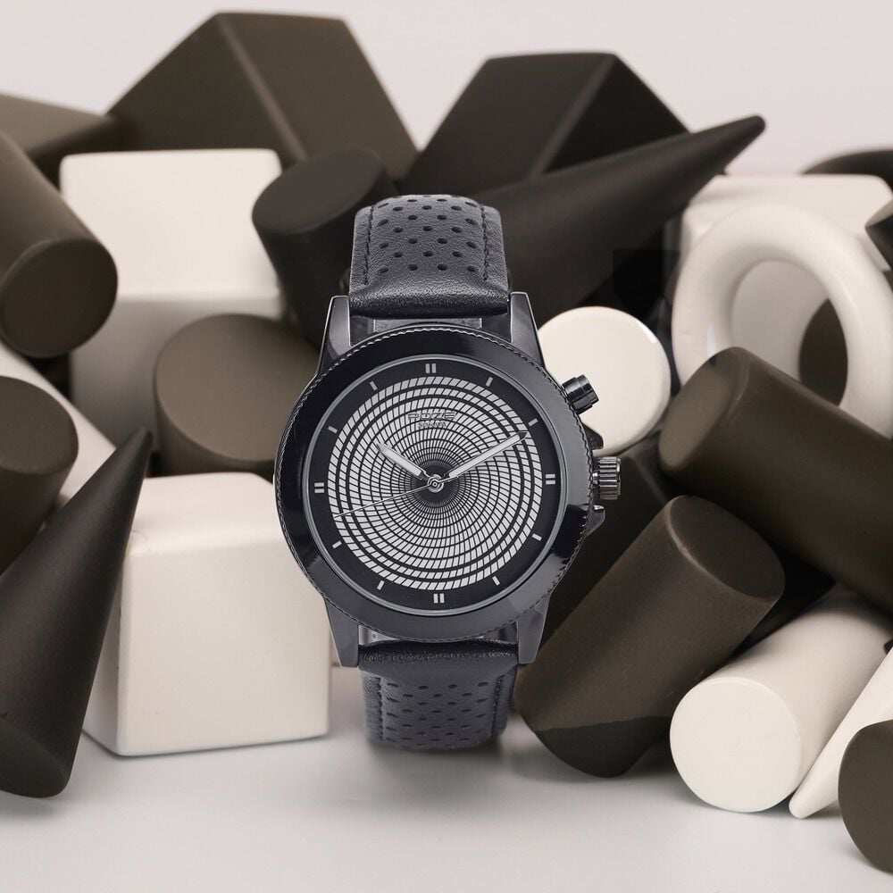 Poze By Sonata Quartz Analog Black Dial Black PU Leather Strap Watch For Men-image-45