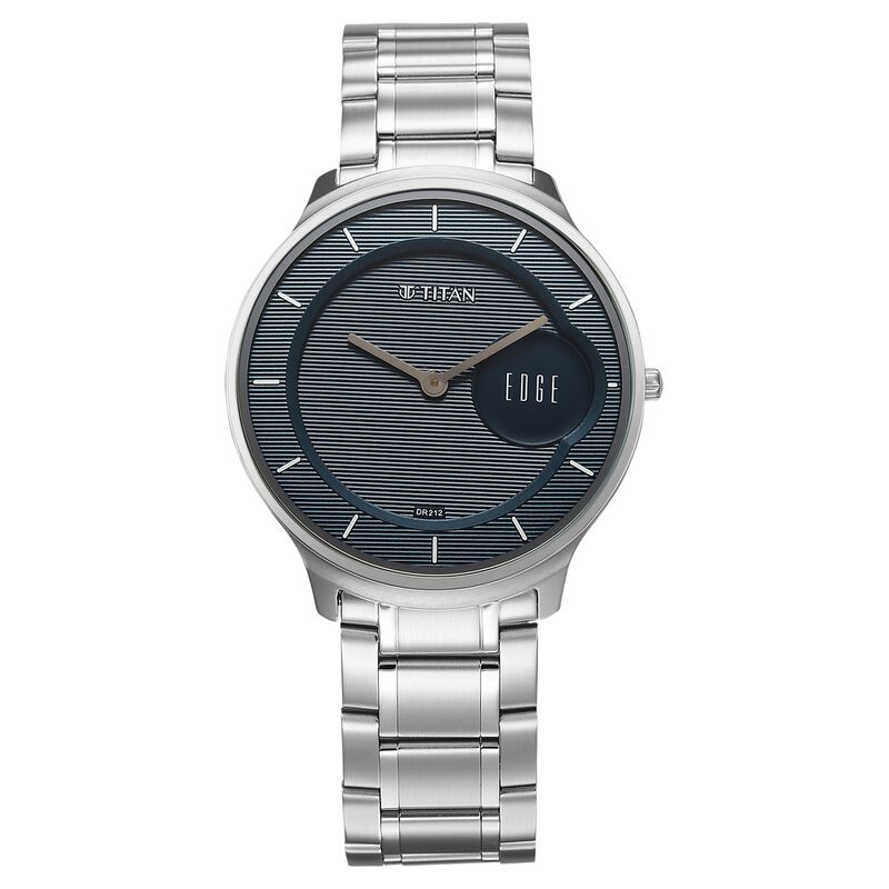 Titan Edge Murals Quartz Analog Blue Dial Stainless Steel Strap Watch For Men