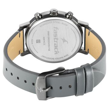 Fastrack Tick Tock Quartz Analog Grey Dial With Grey Leather Strap Watch for Guys