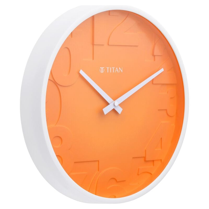 Buy Online Titan Contemporary Orange Wall Clock with Overlayed numbers ...