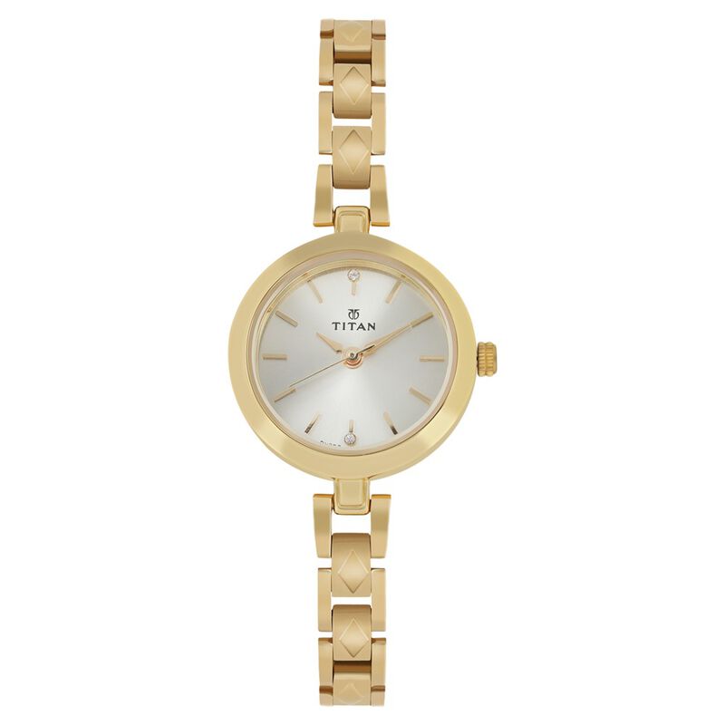 Titan Quartz Analog Champagne Dial Stainless Steel Strap Watch for Women - image number 0