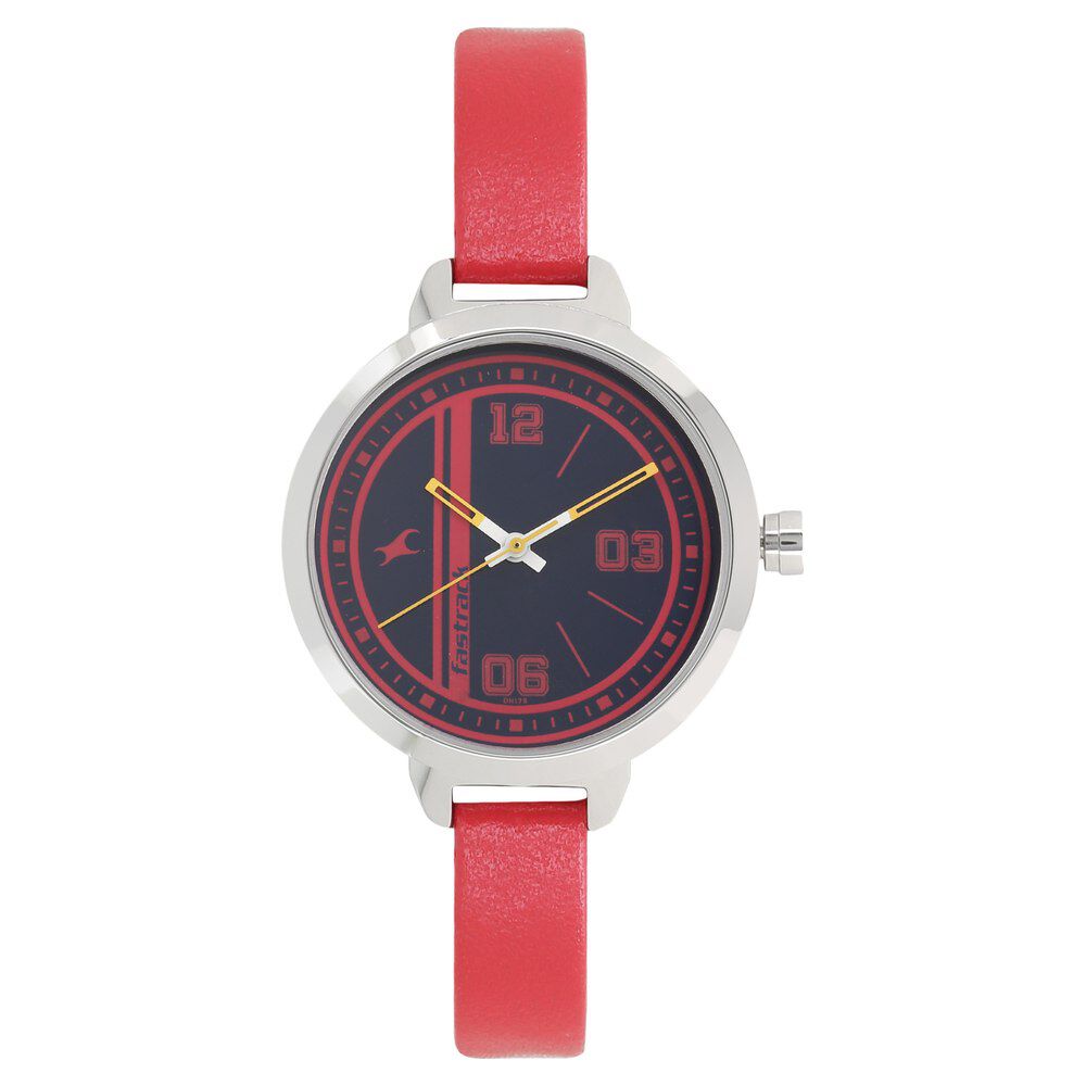 Buy Online Fastrack Varsity Quartz Analog Blue Dial Leather Strap