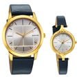 Sonata Quartz Analog Silver Dial Leather Strap Watch for Couple - image number 0