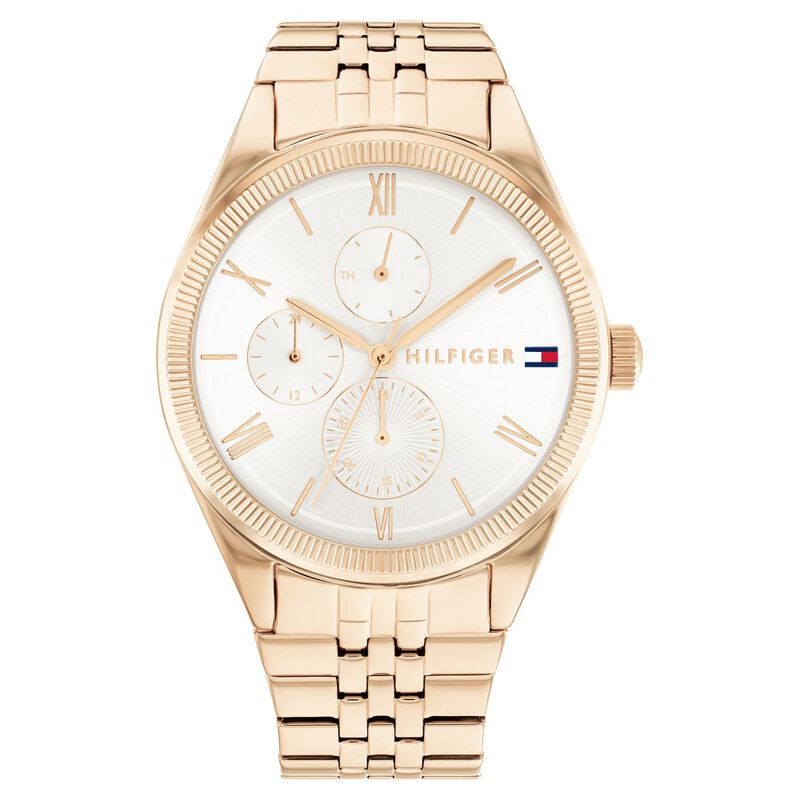 Tommy Hilfiger Silver Dial Golden Stainless Steel Strap Watch for Women - image number 0