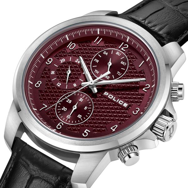 Police Quartz Multifunction Maroon dial Leather Strap Watch for Men - image number 3