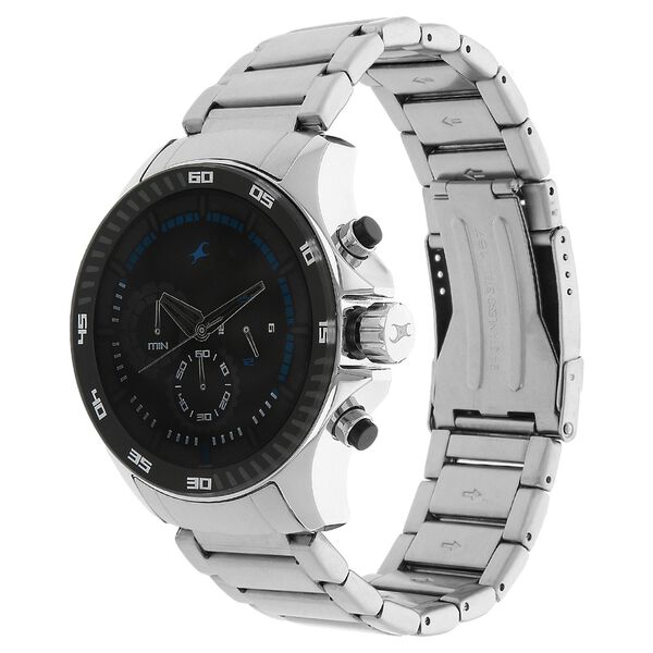 Fastrack Big Time Quartz Chronograph Black Dial Stainless Steel Strap Watch for Guys - image number 1
