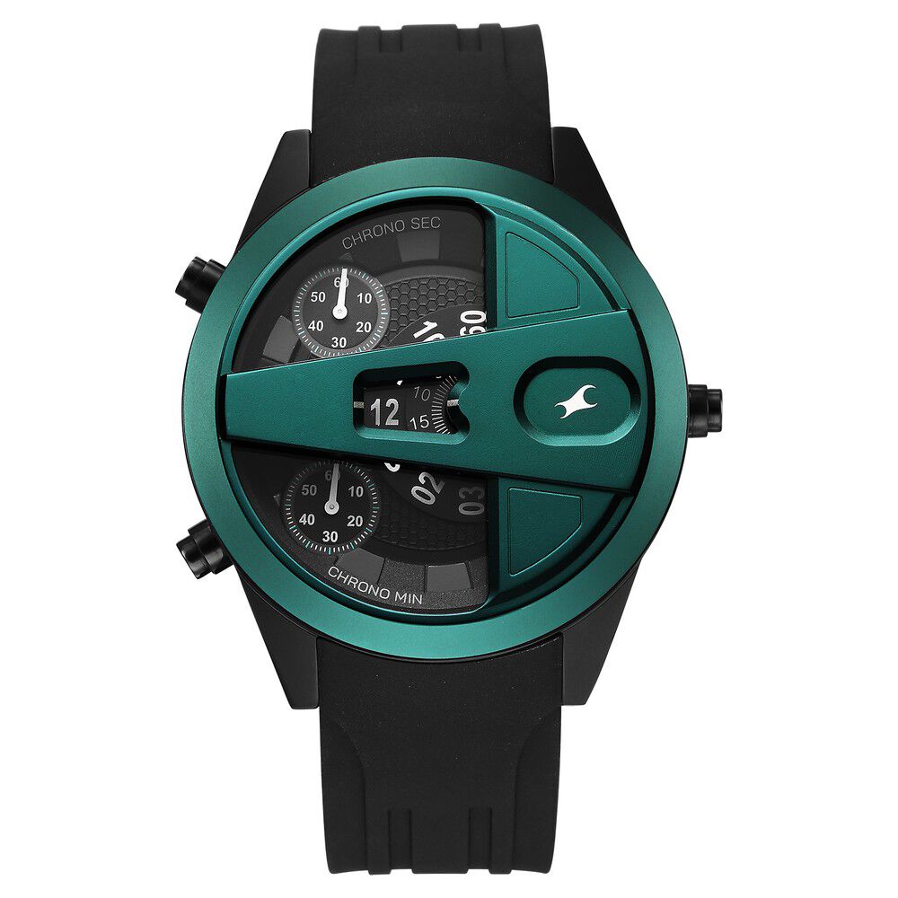 Fastrack Overdrive Chronograph Micromotor Black Dial Black Silicone Strap Watch For Guys-image-11