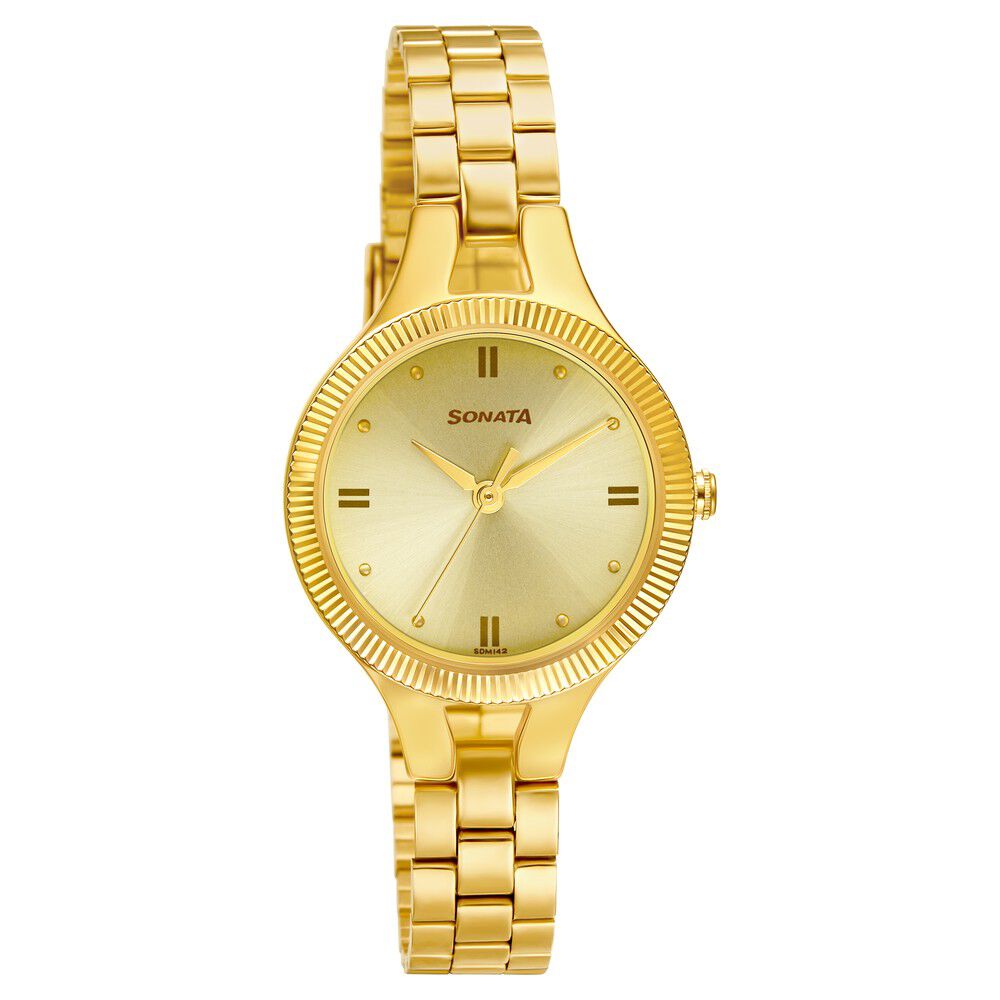 Sonata watch clearance golden