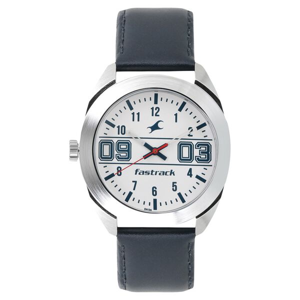 Fastrack Varsity Quartz Analog White Dial Leather Strap Watch for Guys - image number 0