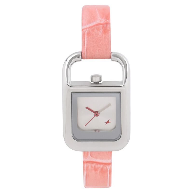 Fastrack Quartz Analog Silver Dial Leather Strap Watch for Girls