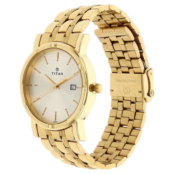 Titan Quartz Analog with Date Silver Dial Stainless Steel Strap Watch for Men - image number 1