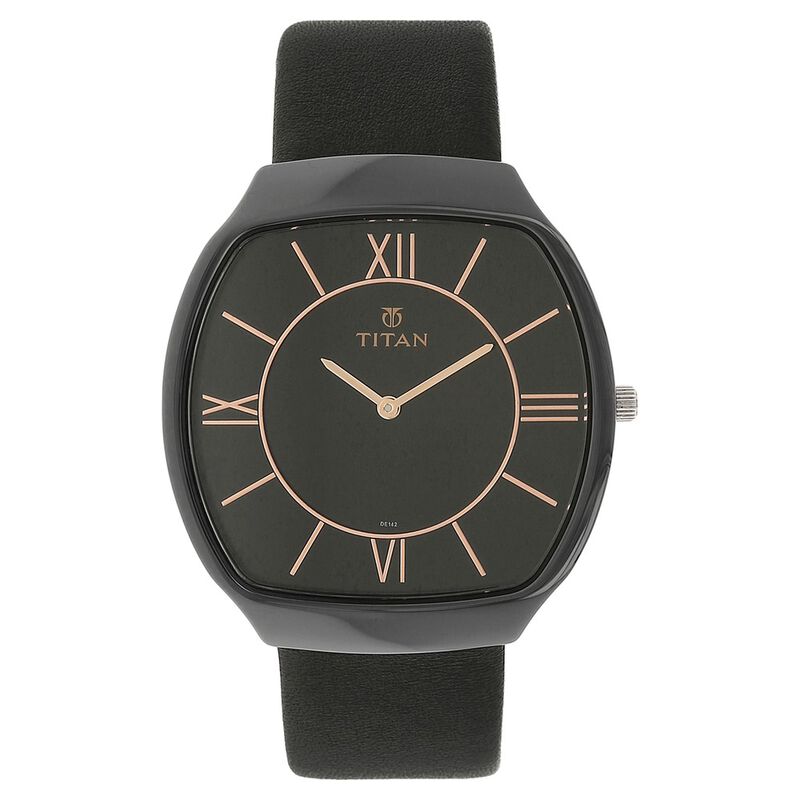Titan Quartz Analog Black Dial Leather Strap Watch for Men