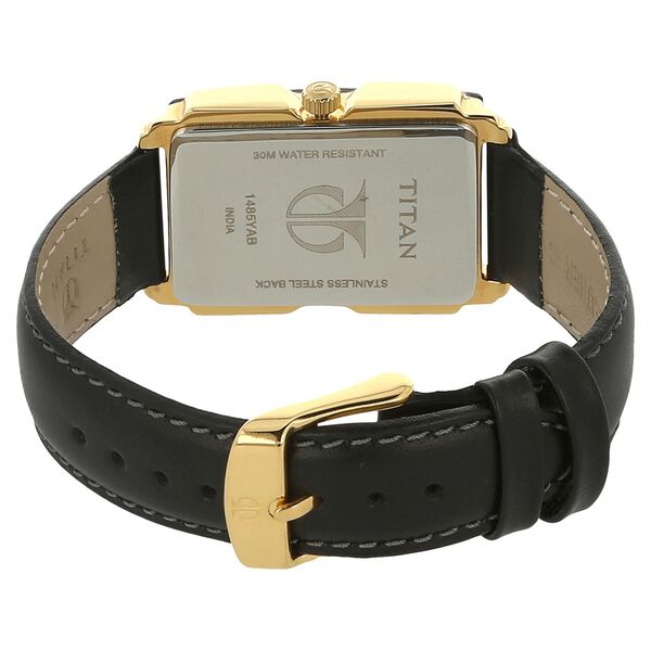 Titan Quartz Analog with Date Black Dial Leather Strap Watch for Men - image number 3