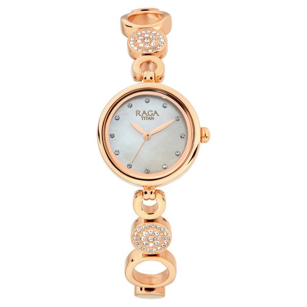 Titan Raga Mother of Pearl Dial Women Watch With Metal Strap - image number 1
