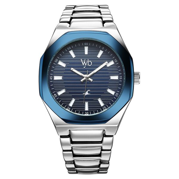 Buy Online Fastrack Vyb Limitless Quartz Analog Blue Dial Silver Color