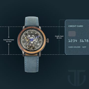 Titan Magnate Automatic Grey Dial Blue Leather Strap Watch for Men