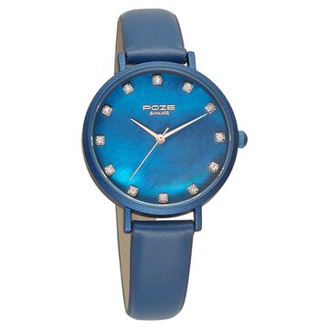 Poze by Sonata Quartz Analog Blue Dial PU Leather Strap Watch for Women