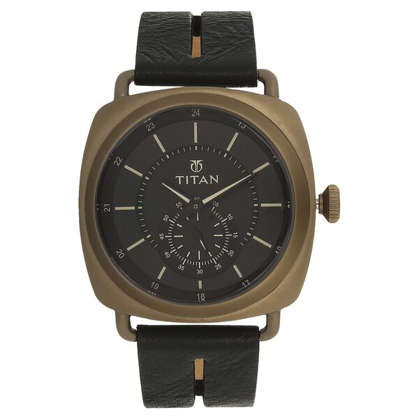 Titan Quartz Analog Black Dial Leather Strap Watch for Men - image number 0