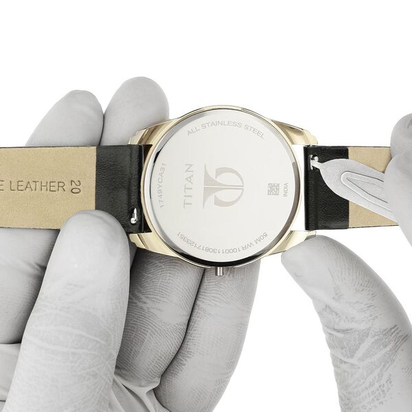 20 mm Black Genuine Leather Strap for Men - image number 6