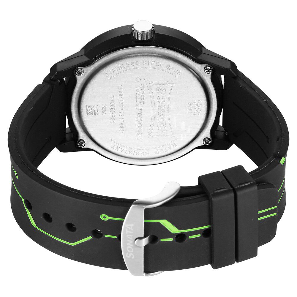 Buy Online Sonata Volt Quartz Analog Black Dial Polyurethane Strap