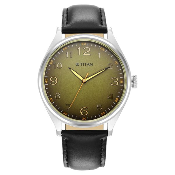 Titan Trendsetters Green Dial Analog Leather Strap Watch for Men - image number 1