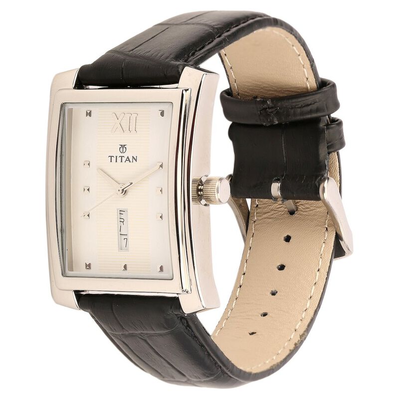Titan Special White Dial Analog with Day and Date Leather Strap Watch for Men - image number 1