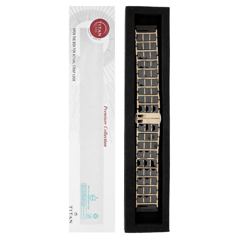 Best Quality 18K Rose Gold With Black Rubber Central Links Watch Strap W301980M_K0000704 main image 1